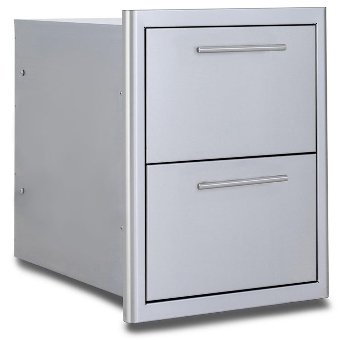 Blaze 16" Stainless Steel Double Access Drawer - BLZ-DRW2-R-LT