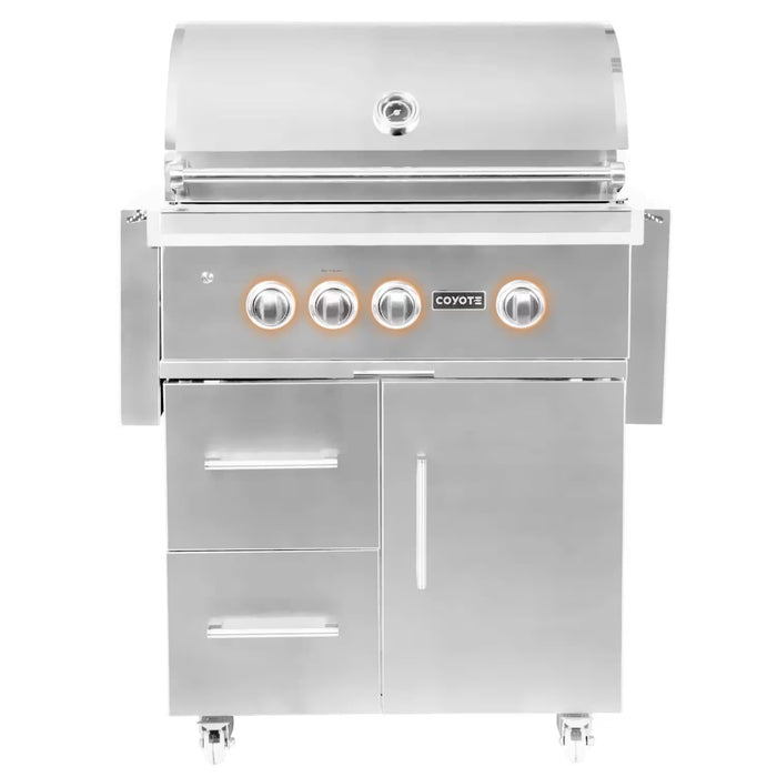 Coyote 30" S-Series Stainless Steel Freestanding Grill With Infrared Sear Burner & Rotisserie - C2SL30-FS