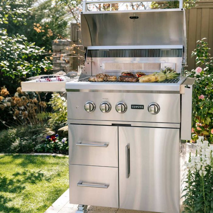 Coyote 30" S-Series Stainless Steel Freestanding Grill With Infrared Sear Burner & Rotisserie - C2SL30-FS