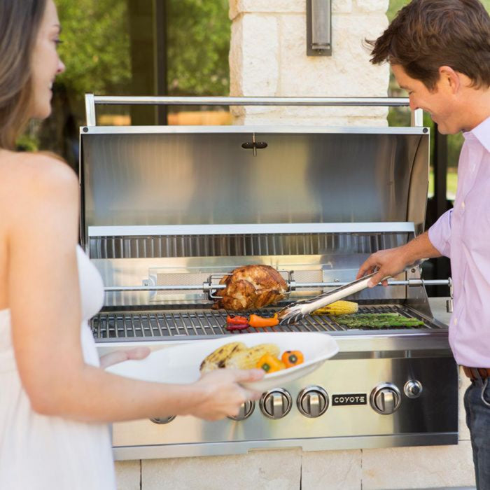 Coyote 36" S-Series Built-In Grill with Infinity Burners, Infrared Sear Burner & Rotisserie - C2SL36