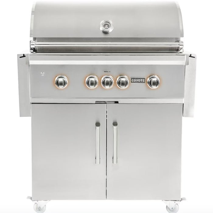 Coyote 36" S-Series Freestanding Grill with Infinity Burners, Infrared Sear Burner & Rotisserie - C2SL36-FS