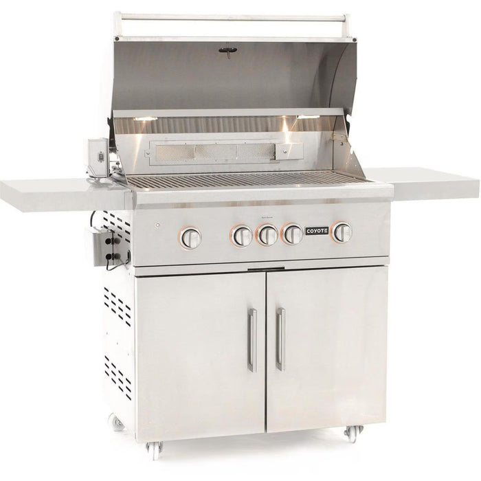 Coyote 36" S-Series Freestanding Grill with Infinity Burners, Infrared Sear Burner & Rotisserie - C2SL36-FS