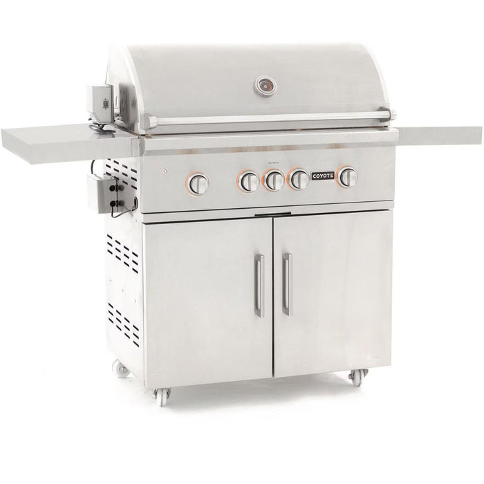 Coyote 36" S-Series Freestanding Grill with Infinity Burners, Infrared Sear Burner & Rotisserie - C2SL36-FS