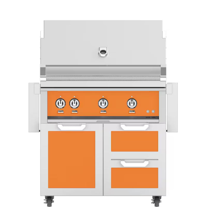 Hestan 36" Freestanding Grill with Door & Double Drawers - GBR36-GCR36