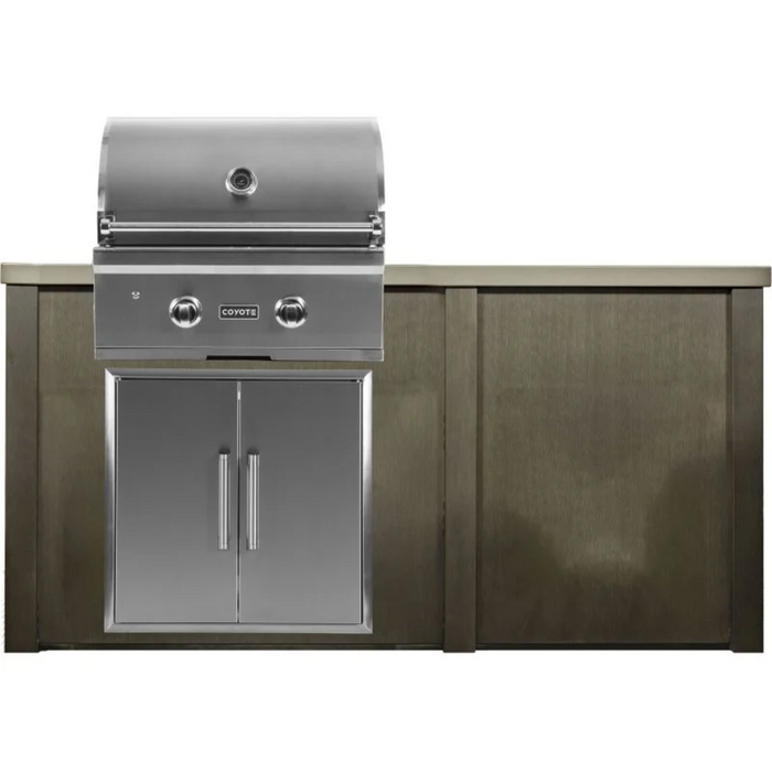 Haven 5.5 Ft. Outdoor Kitchen Island with Coyote C-Series 28" Grill & Double Access Doors - HCOY66PANHG