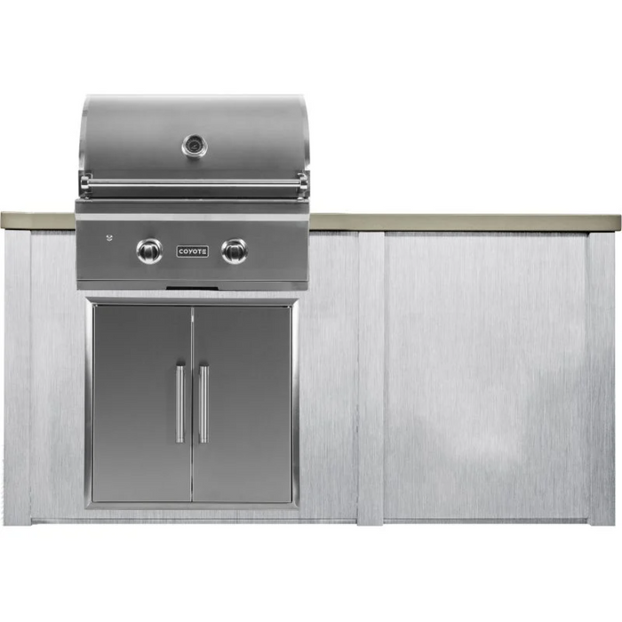 Haven 5.5 Ft. Outdoor Kitchen Island with Coyote C-Series 28" Grill & Double Access Doors - HCOY66PANHG