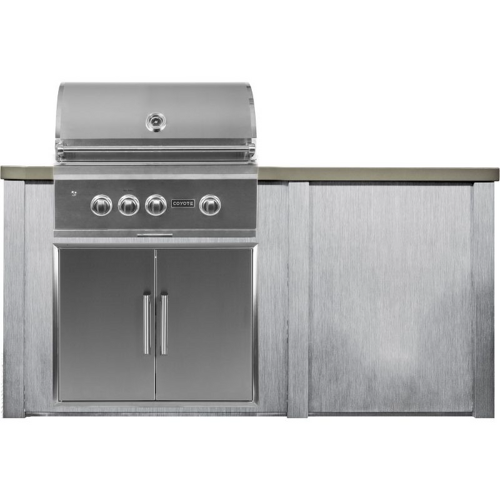 Haven 6 Ft. Outdoor Kitchen Island with Coyote S-Series 30" Grill & Double Access Doors - HCOY72PANAB