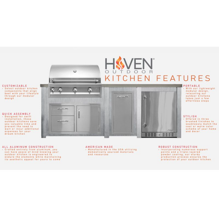 Haven 6 Ft. Outdoor Kitchen Island with Coyote S-Series 30" Grill, Double Access Doors & Two Drawer Cabinet - HCOY72DRAWAB