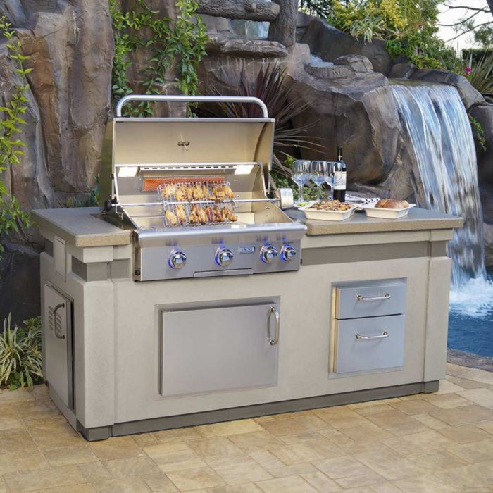 American Outdoor Grill L-Series Outdoor Kitchen Island with 30NBL Built-In Grill - IP30LB-CGD-75SM