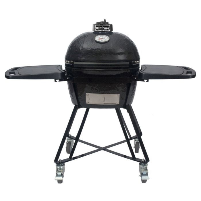 Primo Junior Oval Ceramic Charcoal All-In-One Kamado Grill Head on Wheeled Cradle - PGCJRC