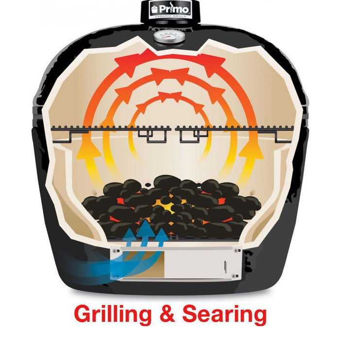 Primo Large Oval Ceramic Charcoal All-In-One Kamado Grill Head on Wheeled Cradle - PGCLGC